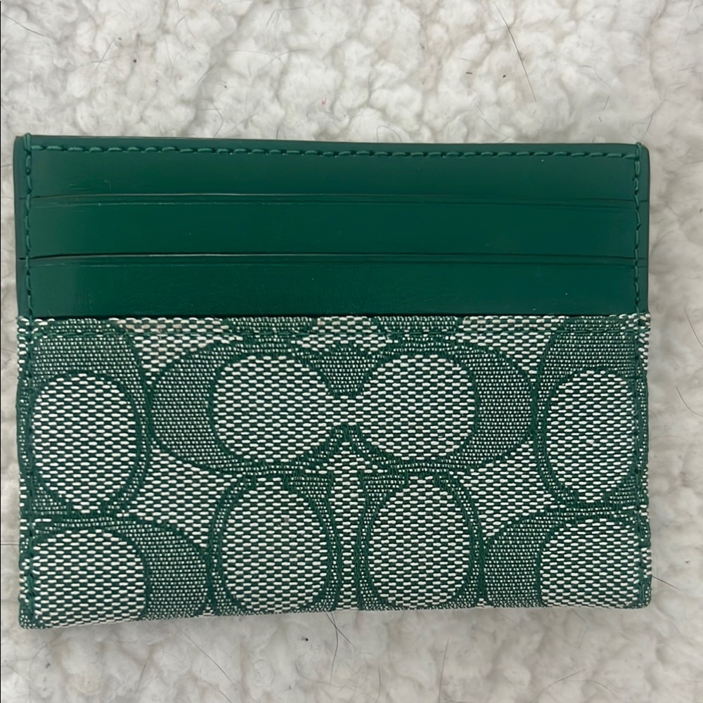 Coach Green and White Card Holder